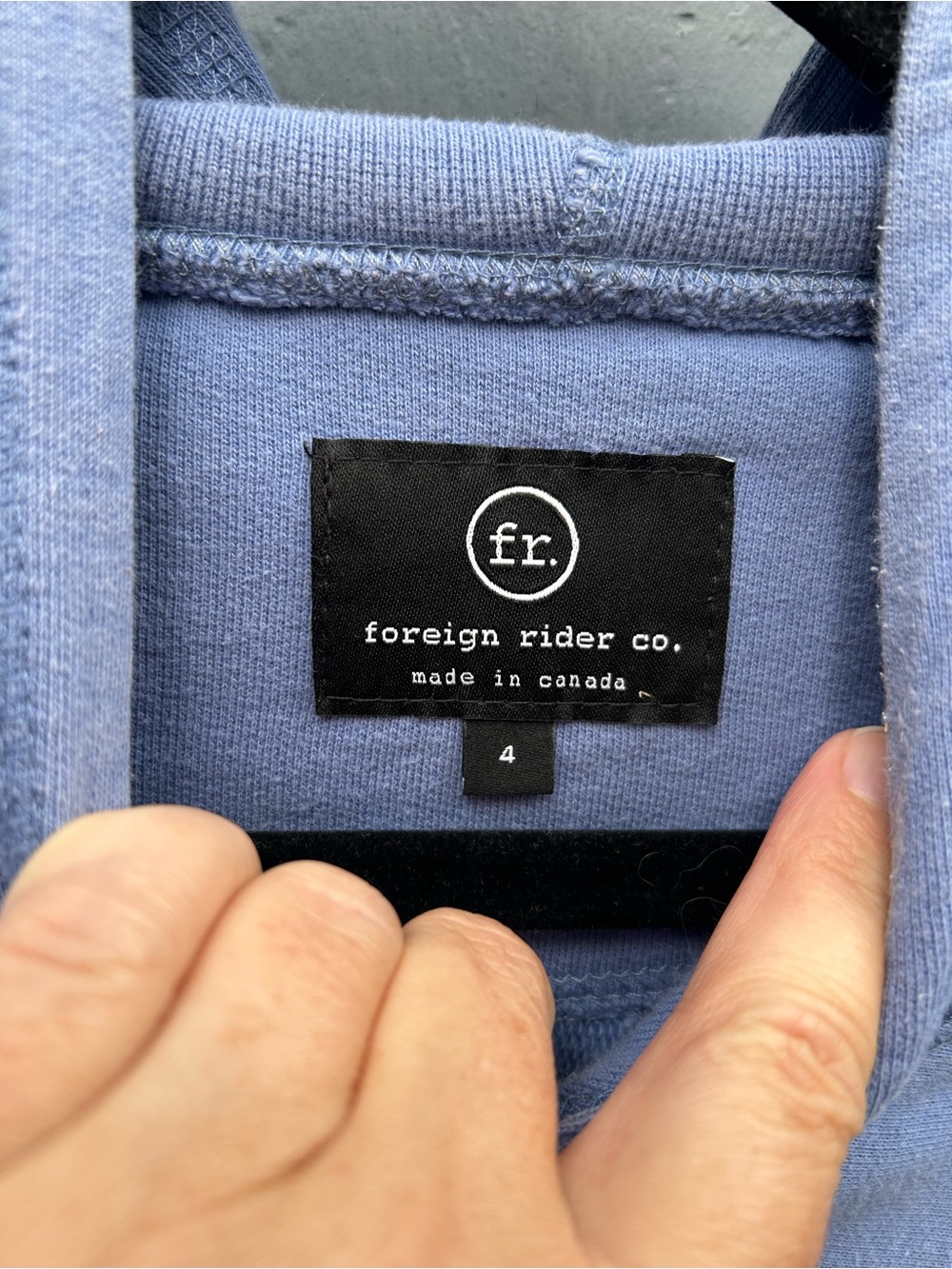 Foreign Rider Co Blue logo hoodie, size “4” (Large) - Picture 8 of 10